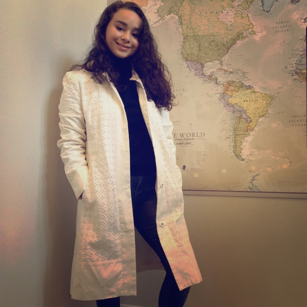 White Forth & Towne Flower-cut Coat